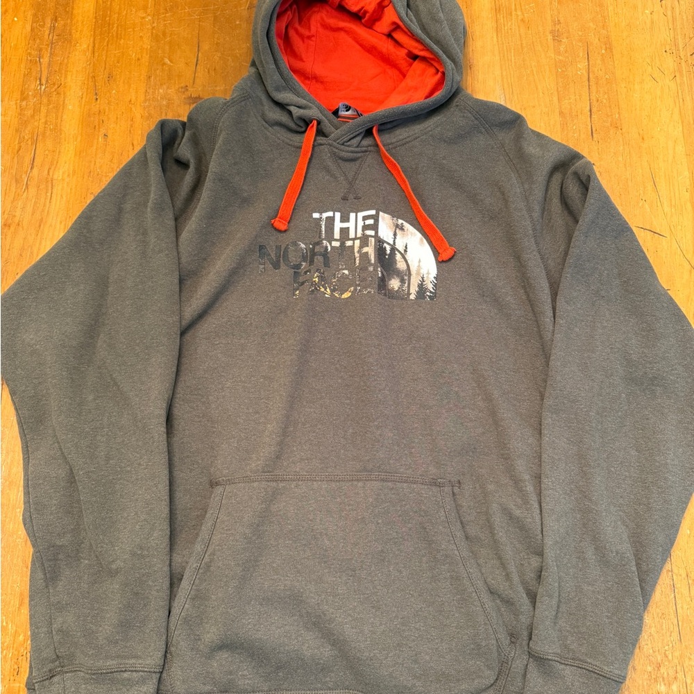The North Face Hoodie Men’s XXL Brown Pullover Sweatshirt Fleece logo